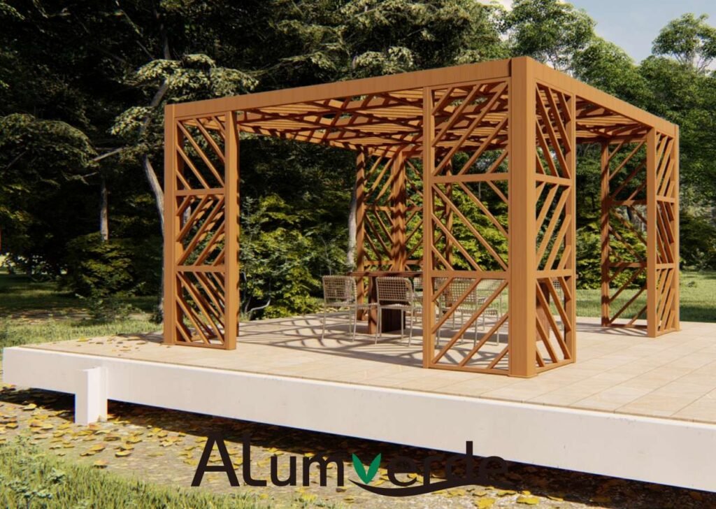 Alumverde co-extrusion tubes form durable park benches and pergolas