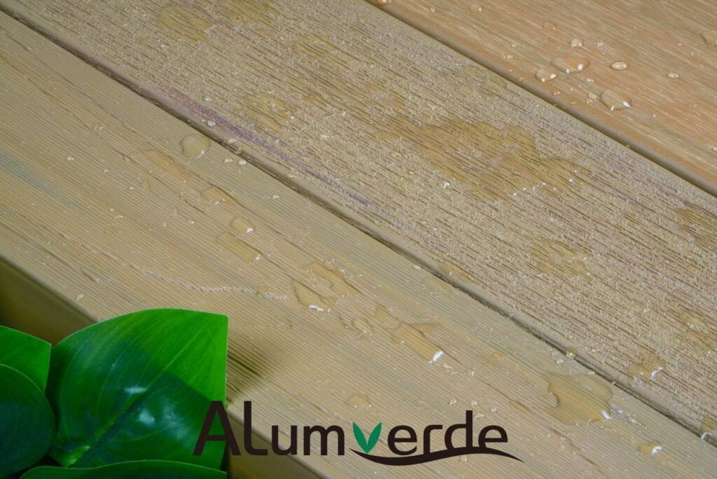 Integrated drainage decking with golf-ball tough protective layer